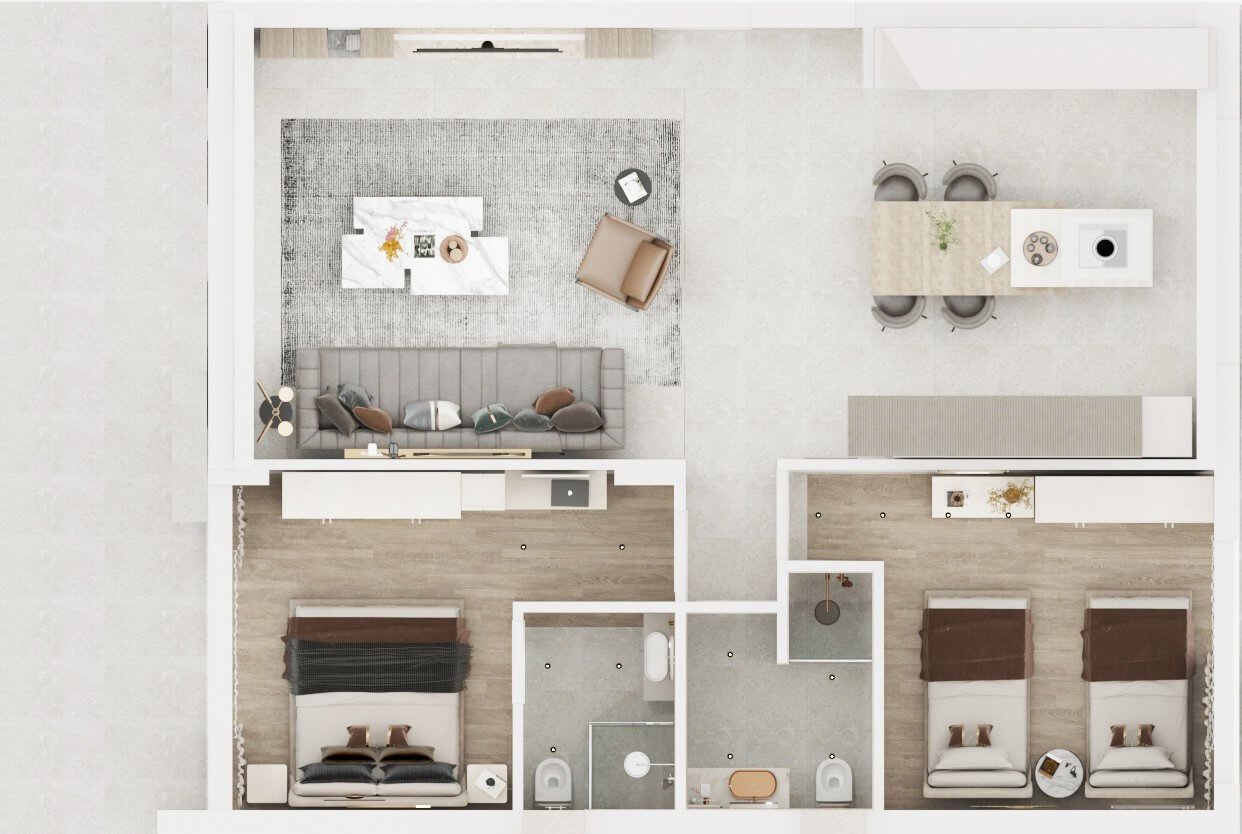 План квартиры с 2 спальнями