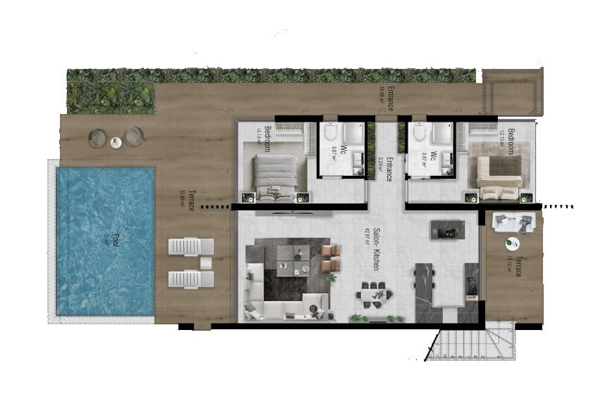 План первого этажа виллы 2+1