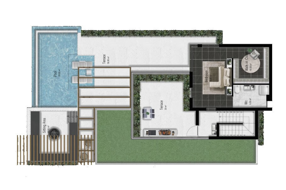 План первого этажа виллы 3+1