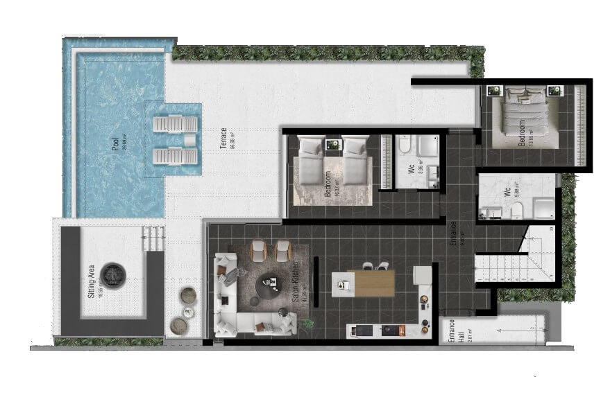 План первого этажа виллы 3+1