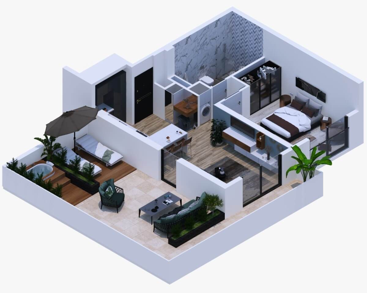 1 Bedroom Apartment Floor Plan