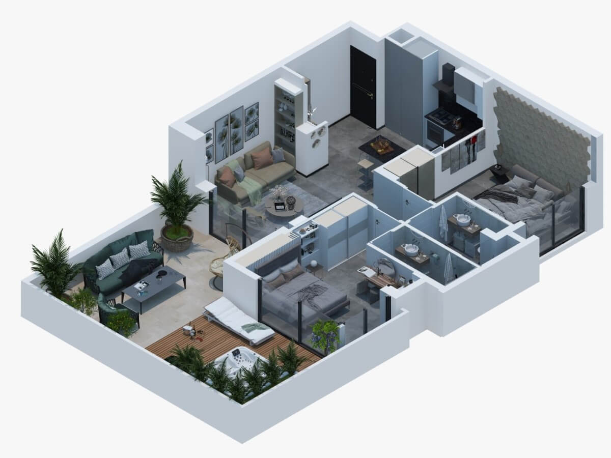 Family 2 Bedroom Apartment Floor Plan
