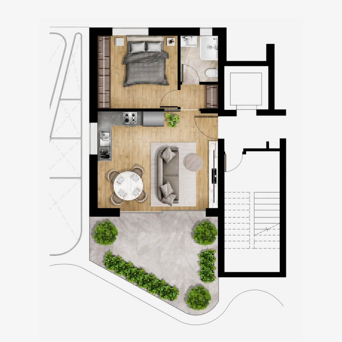 Apartament z 1 sypialnią