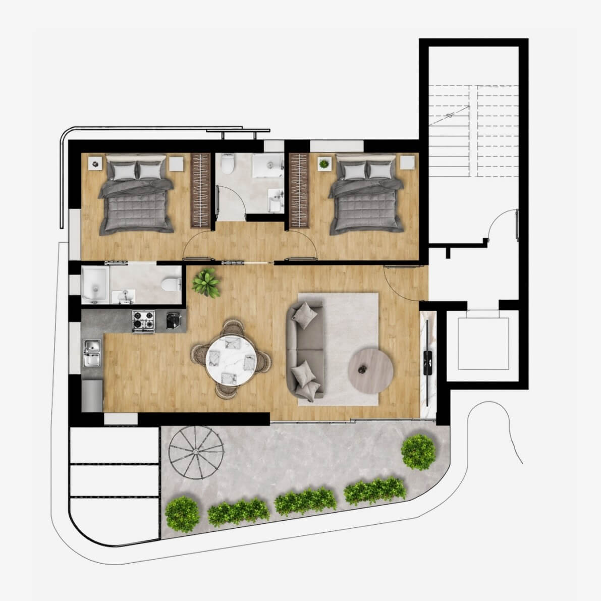 Apartament z 2 sypialniami