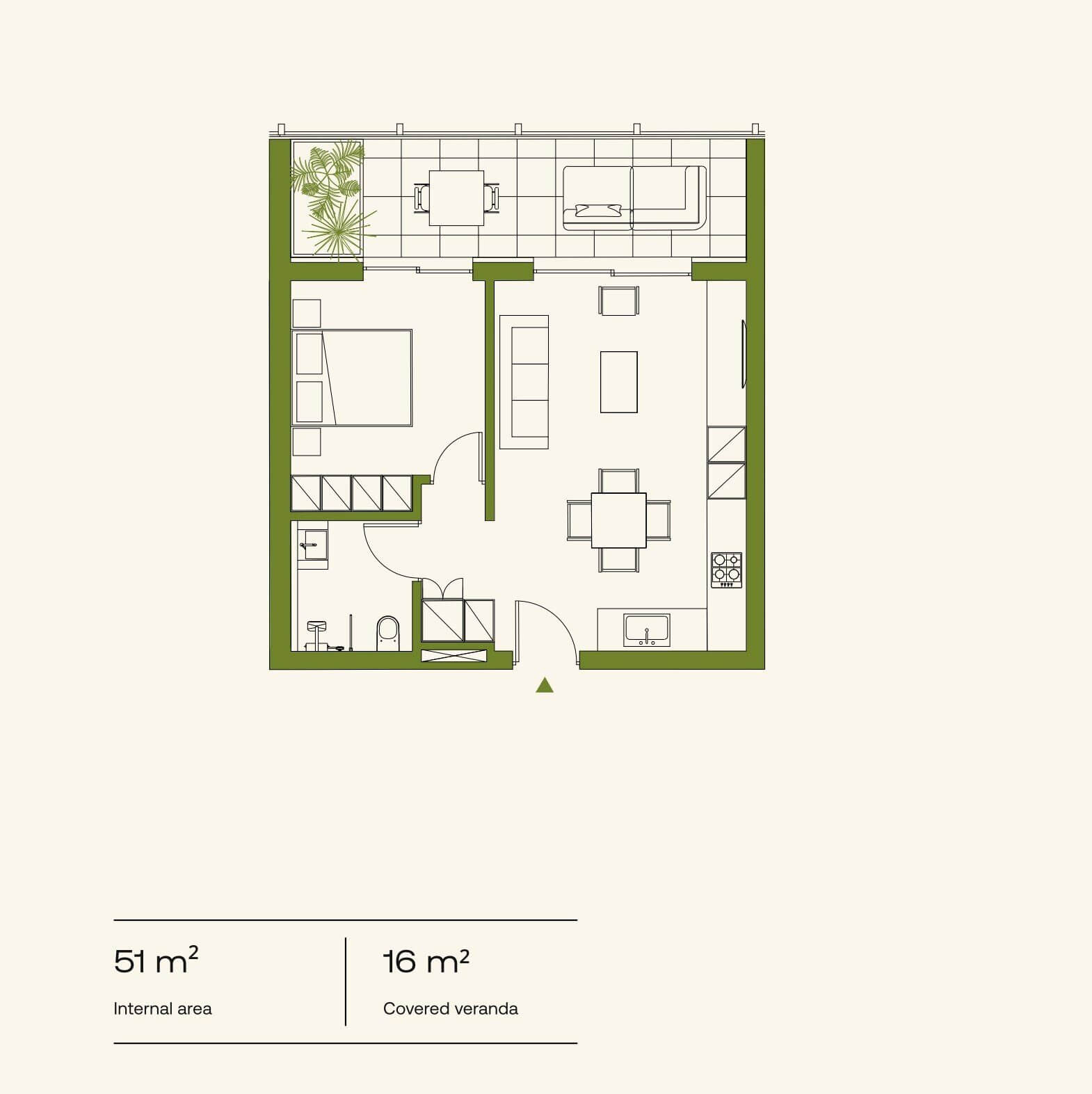 Apartment mit 1 Schlafzimmer