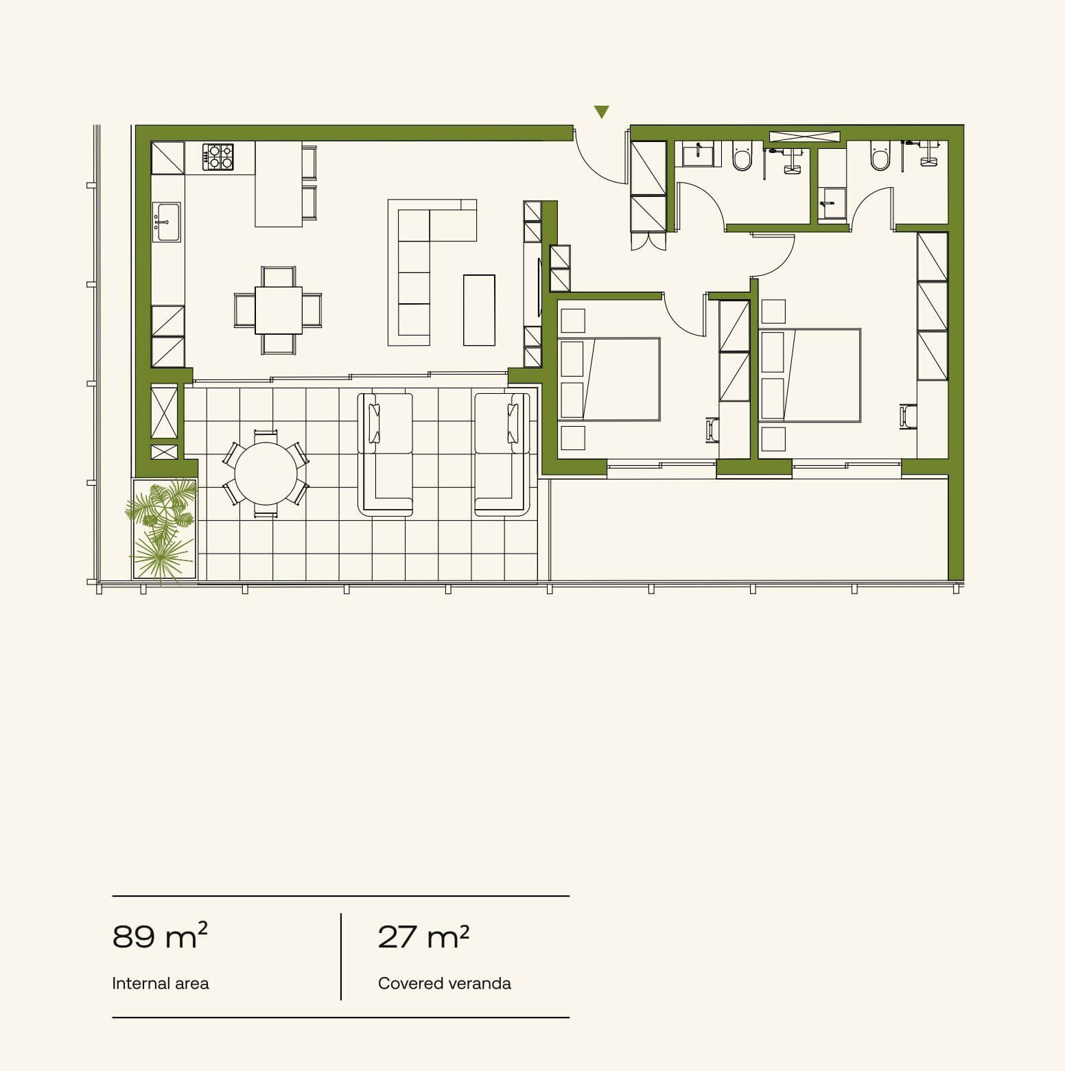 Apartment mit 2 Schlafzimmern