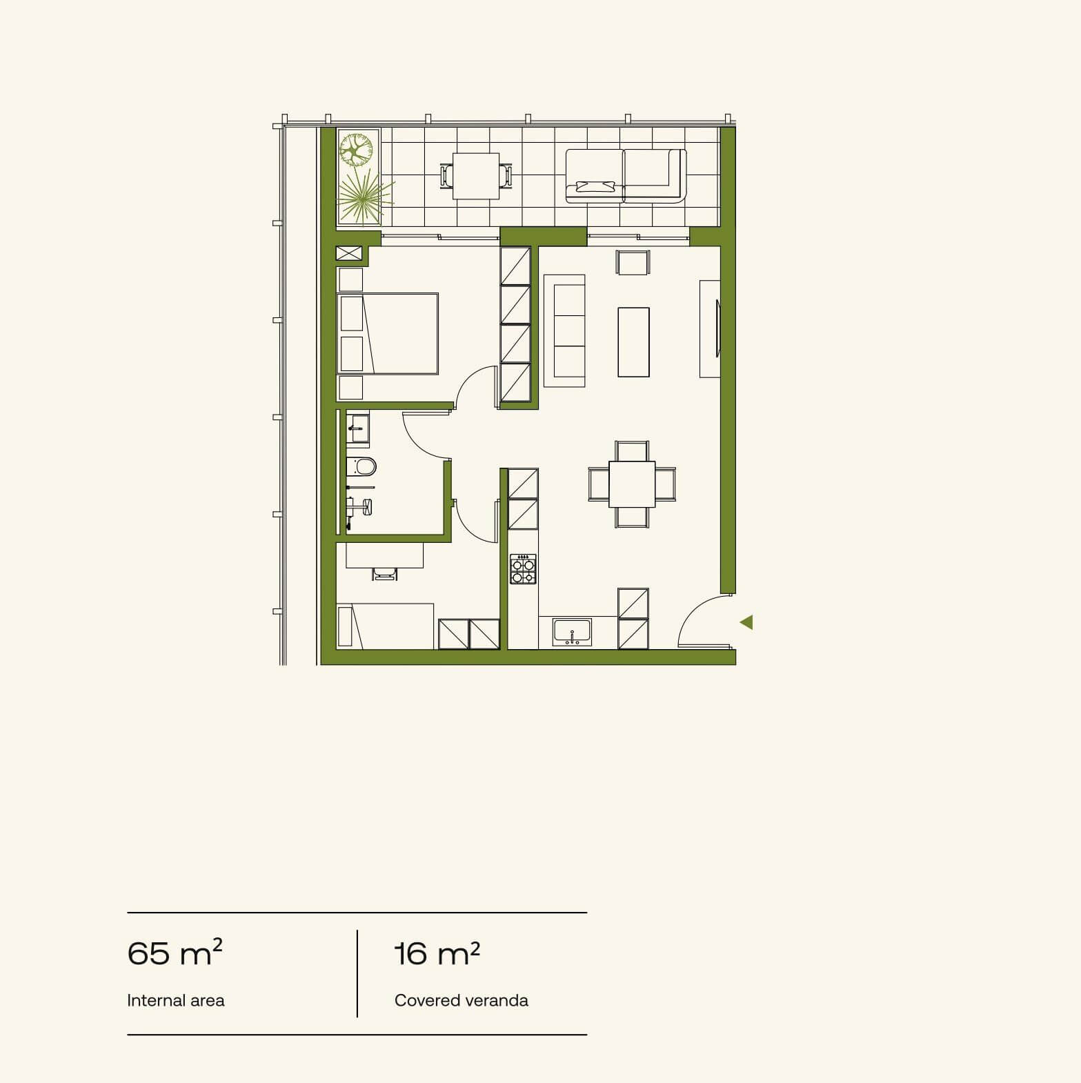 Apartment mit 1+1 Schlafzimmern